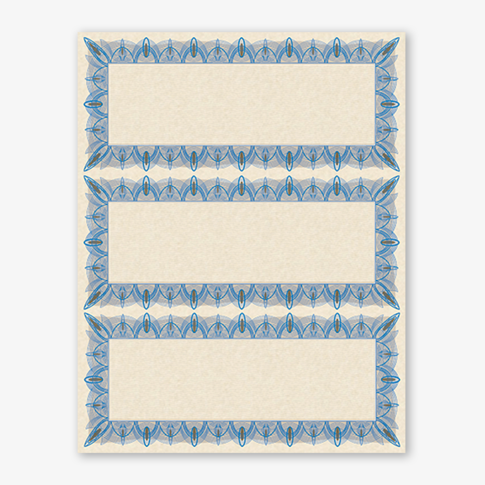 Blue 3-Up Printable Gift Certificate Paper Stock